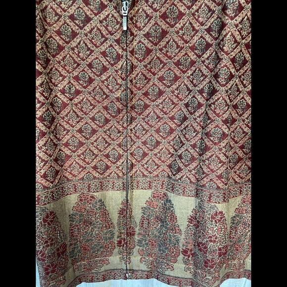 Chico's Design Denim Blazer Jacket Women's Sz 3 Embroidered Beaded Cotton & Wool - Picture 3 of 9